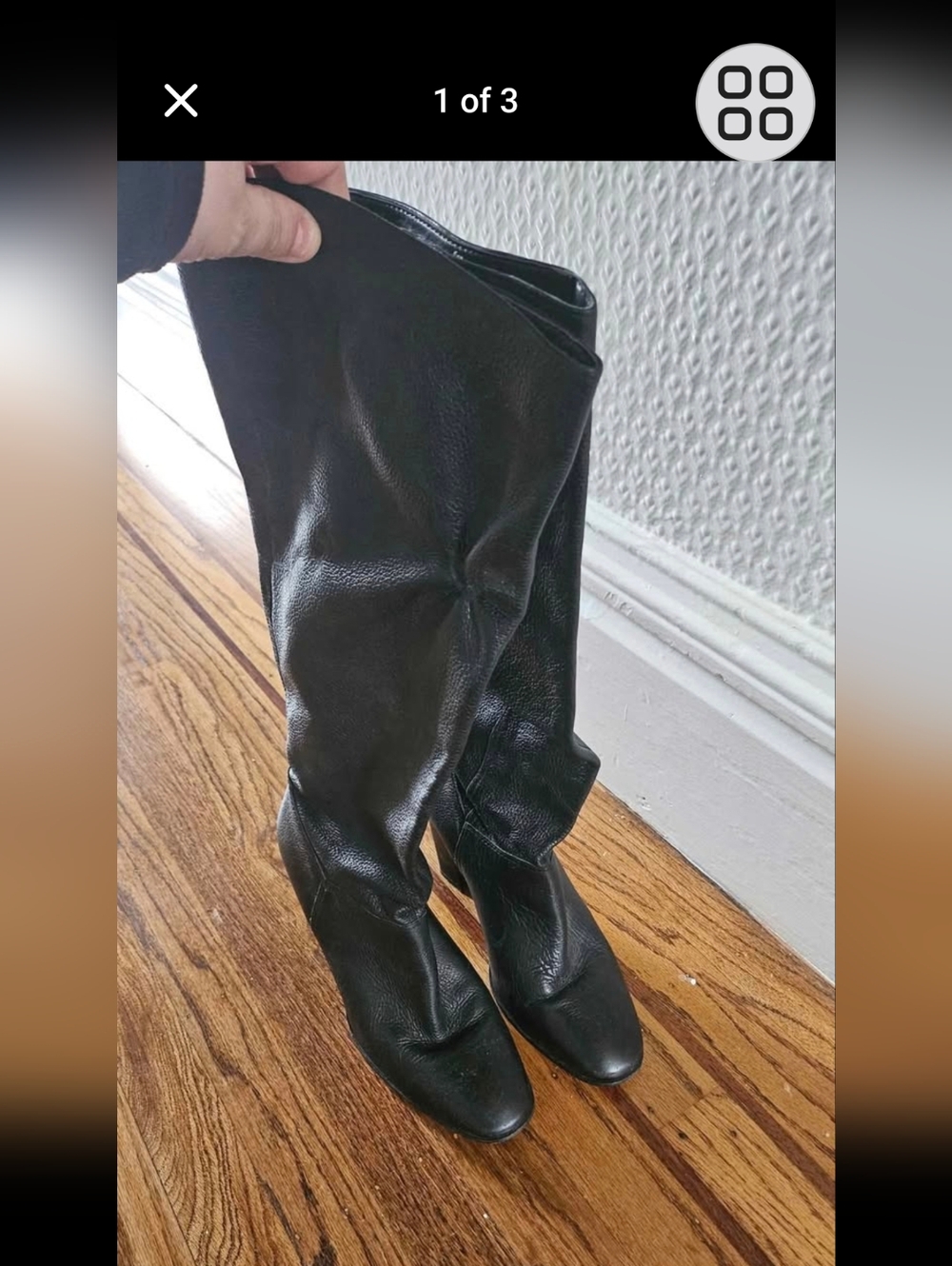 Dune London Black Knee-High Leather Boots